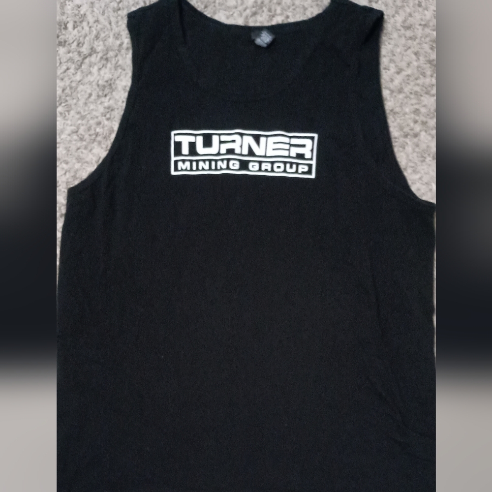 District Turner Mining Group Tank Top Men's Sz 2XL‎ Black White Summer Beach Bod
